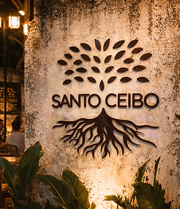 Santo Ceibo logo on rustic wall.png