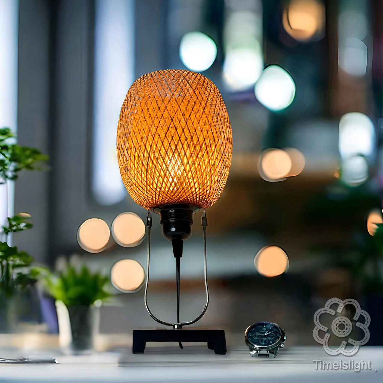 LYRE Lampe en Bambou Tressé avec Variateur d'Intensité. Livraison gratuite.