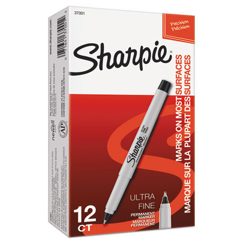 SharpieUltra Fine Tip Permanent Marker, Ultra-Fine Needle Tip, Black, Dozen