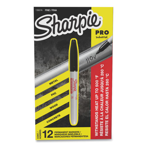 Sharpie Industrial Permanent Marker, Fine Bullet Tip, Black, Dozen