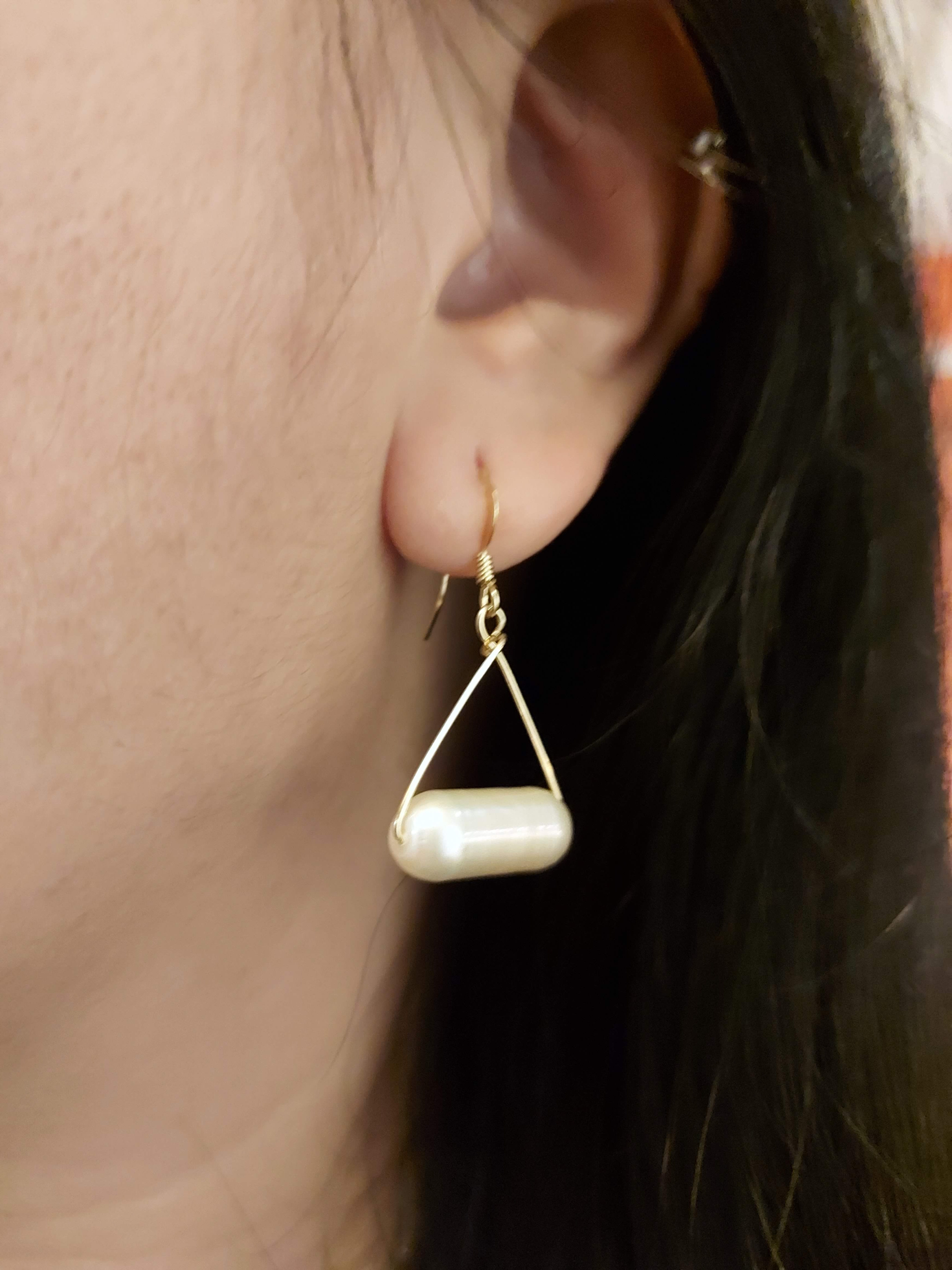 Handcrafted 14k gold filled baroque pearl earrings