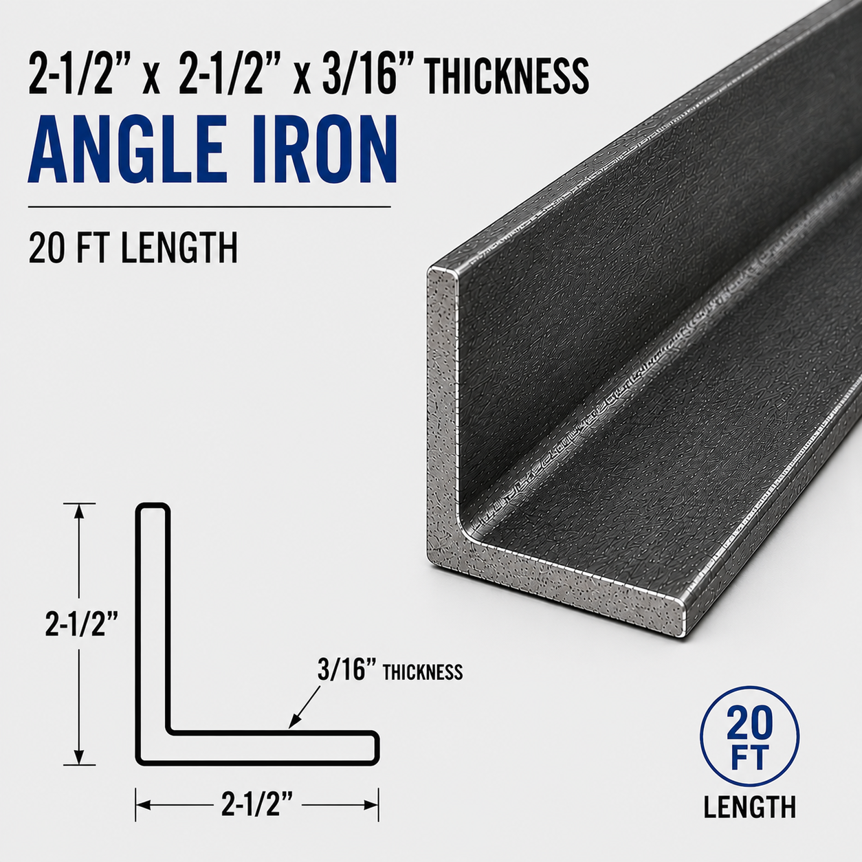 2-1/2" x  2-1/2" x  3/16" x  20ft Angle
