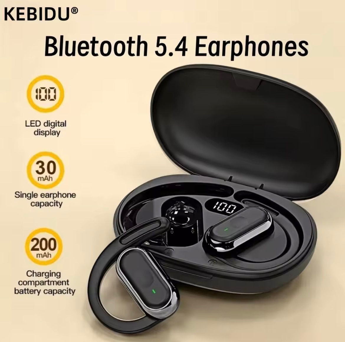 Fones de ouvido bluetooth 5.4 ipx7 à prova d'água 20 horas sem fio com microfone