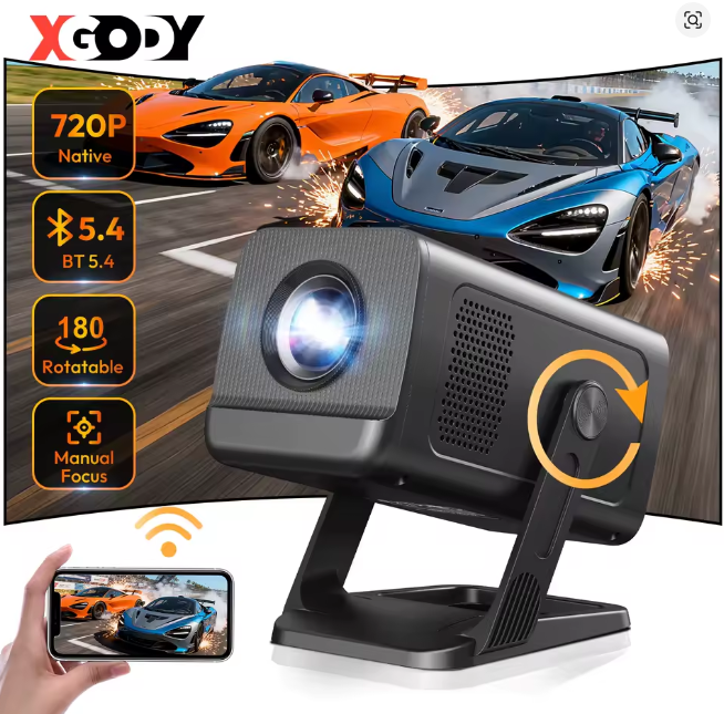 Mini Projetor XGODY Nativo 720P Android 11.0 4K 300ANSI Wifi6 BT5.0 Home Cinema