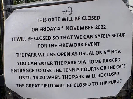 Wimbledon Park Closure 4th November