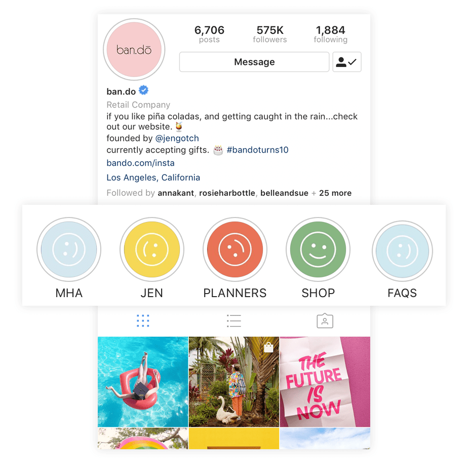 An example of branded cover photos Instagram Story Highlights