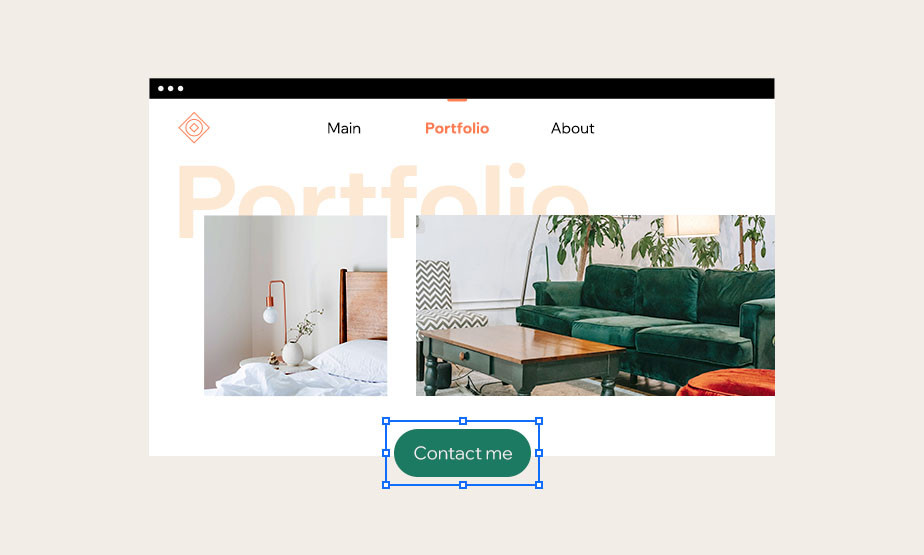 Ansicht einer Website mit einem CTA-Button