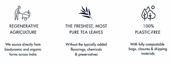 Banner sul sito di Alaya Tea che promuove i valori del brand