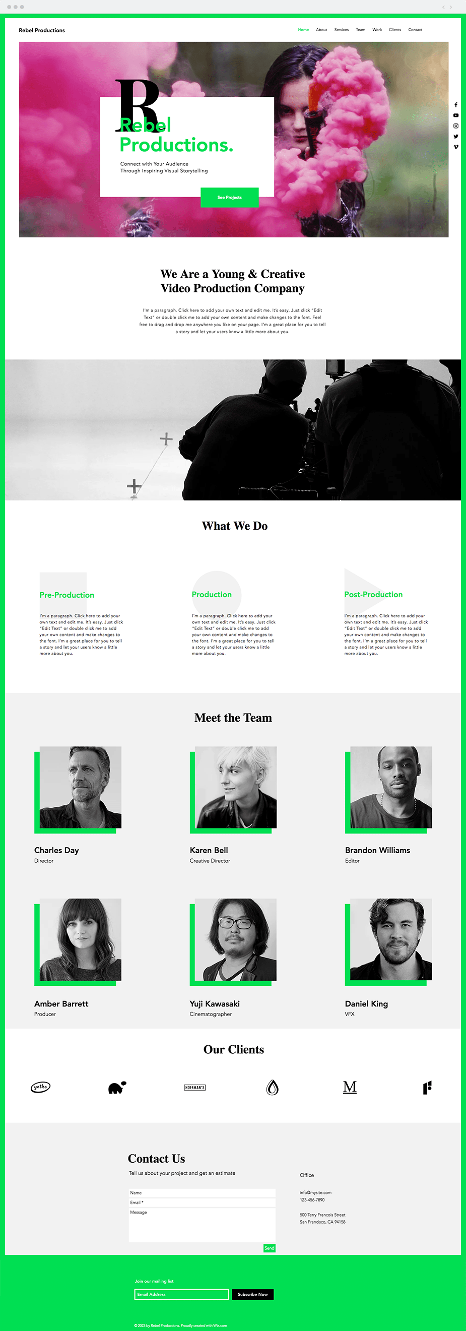 Template Produtora de Vídeo