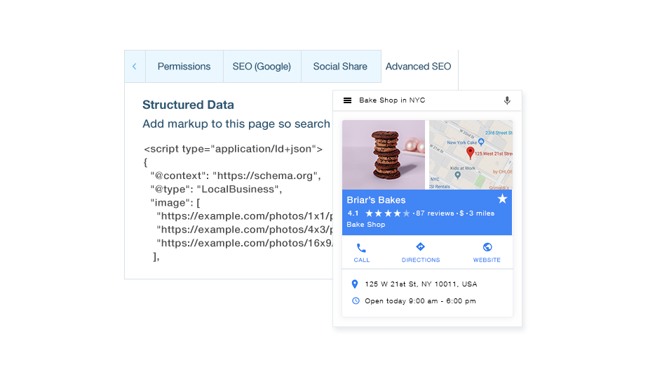 Wix SEO advanced features: Structured data