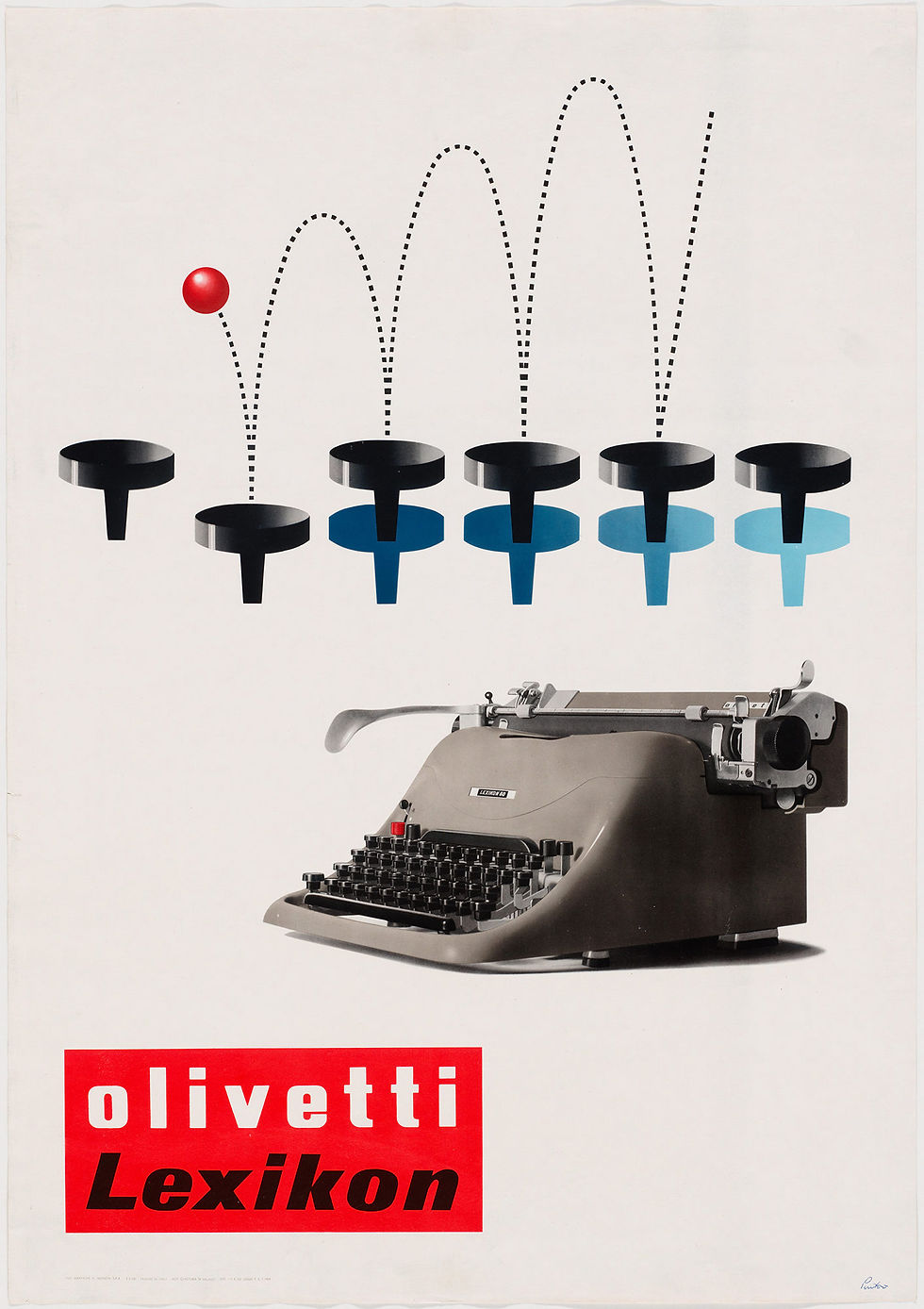 A lithograph print of a typewriter by Giovanni Pintori