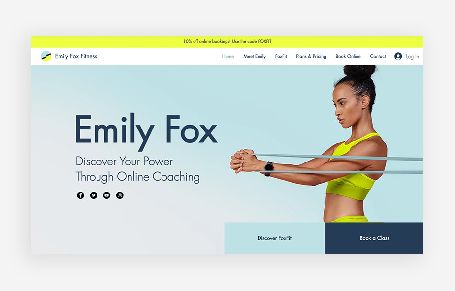 Ansicht einer Firness-Website als Beispiel für Unternehmensgründung