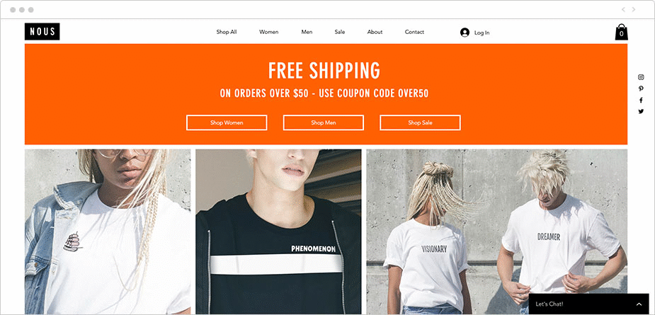 Gif com exemplos de sites Wix
