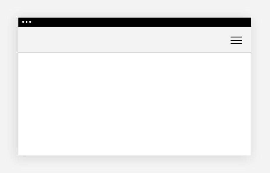 Ansicht eines Hamburger-Menüs auf einem leeren Website-Mockup