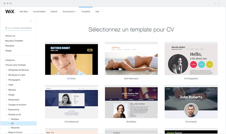 Modèles pour CV en ligne