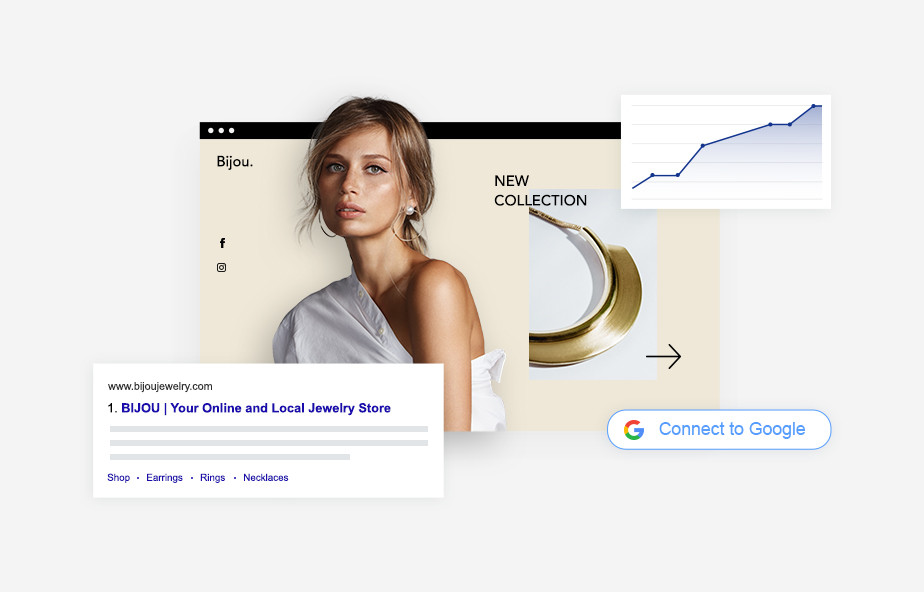 Website mit Frau in den Suchergebnissen von Google