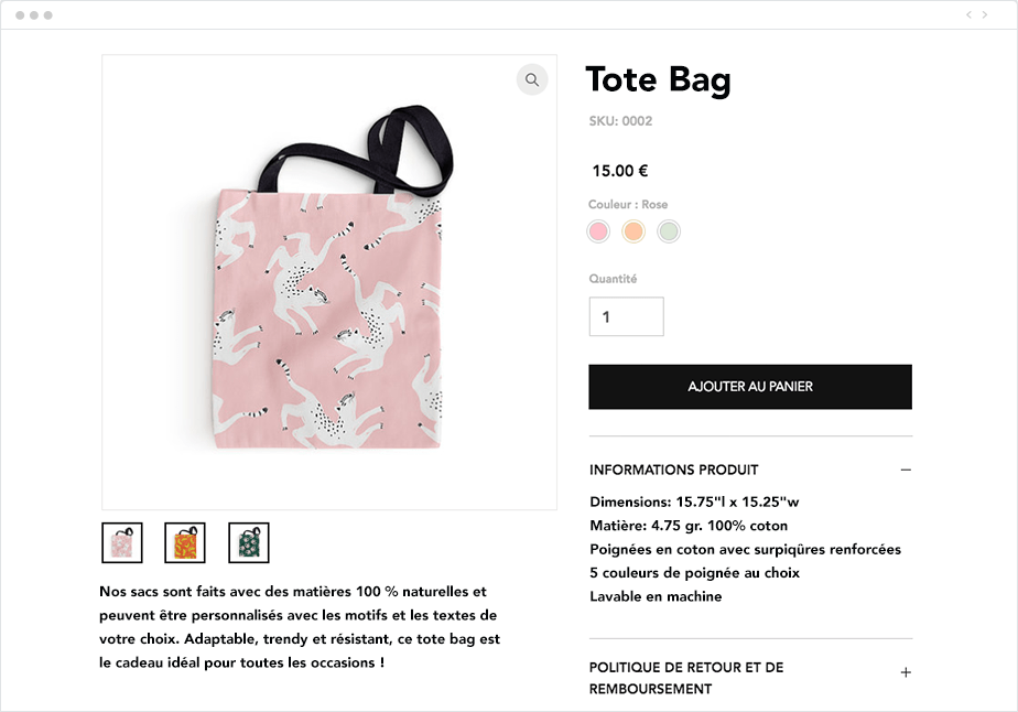 Description de produit tote bag