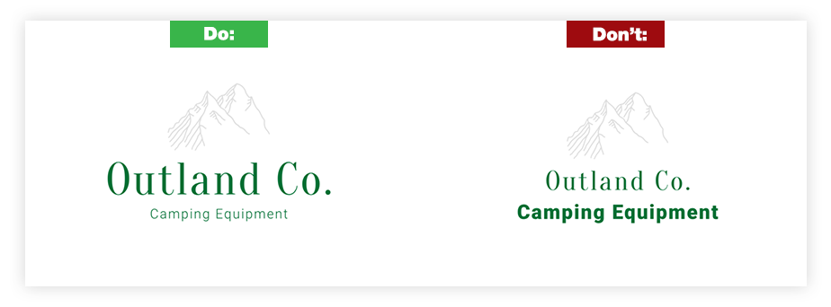 Ein Beispiel für ein gutes Logo und ein schlechtes Logo zum Thema Slogan und Tagline