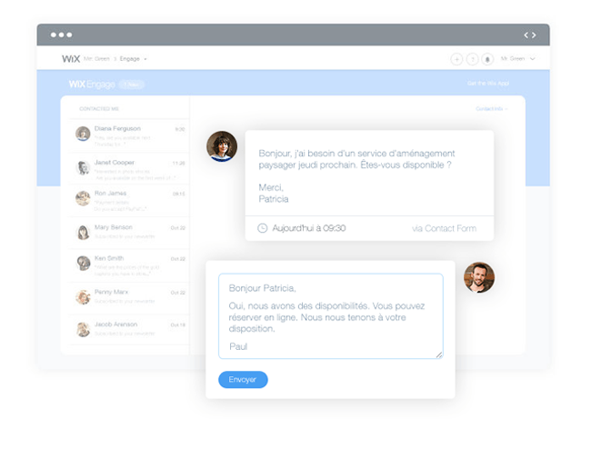 wix engage entreprise contact clients