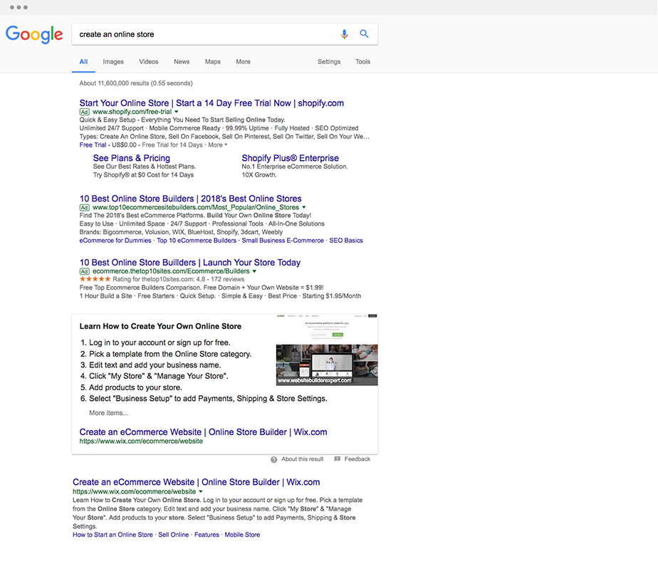 Поисковая выдача в Google