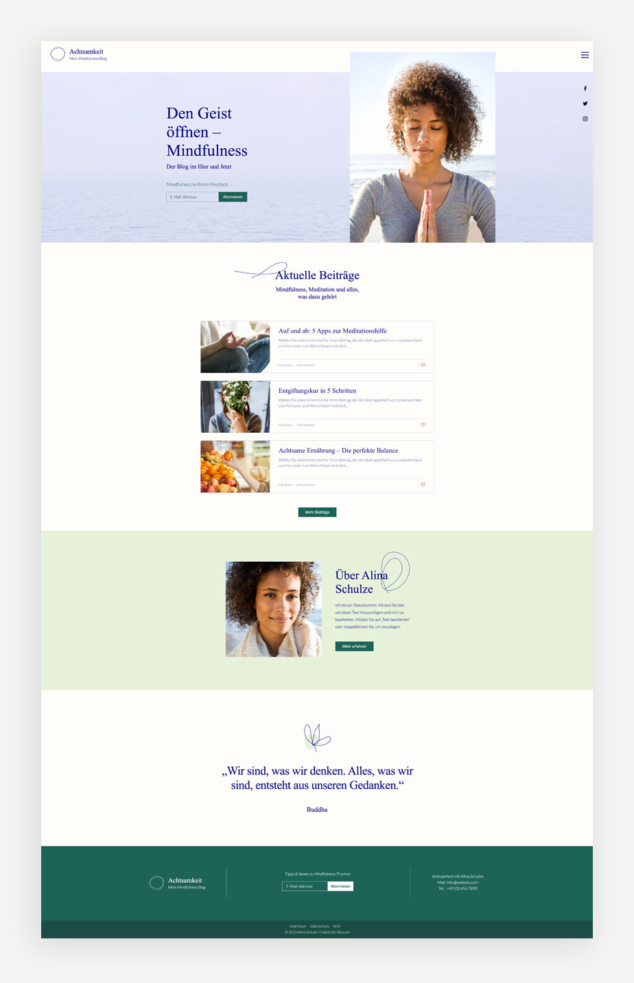 Ansicht eines Corporate Blog zum Theme Mindfulness