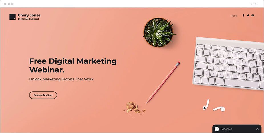 Plantilla web de Wix para webinarios