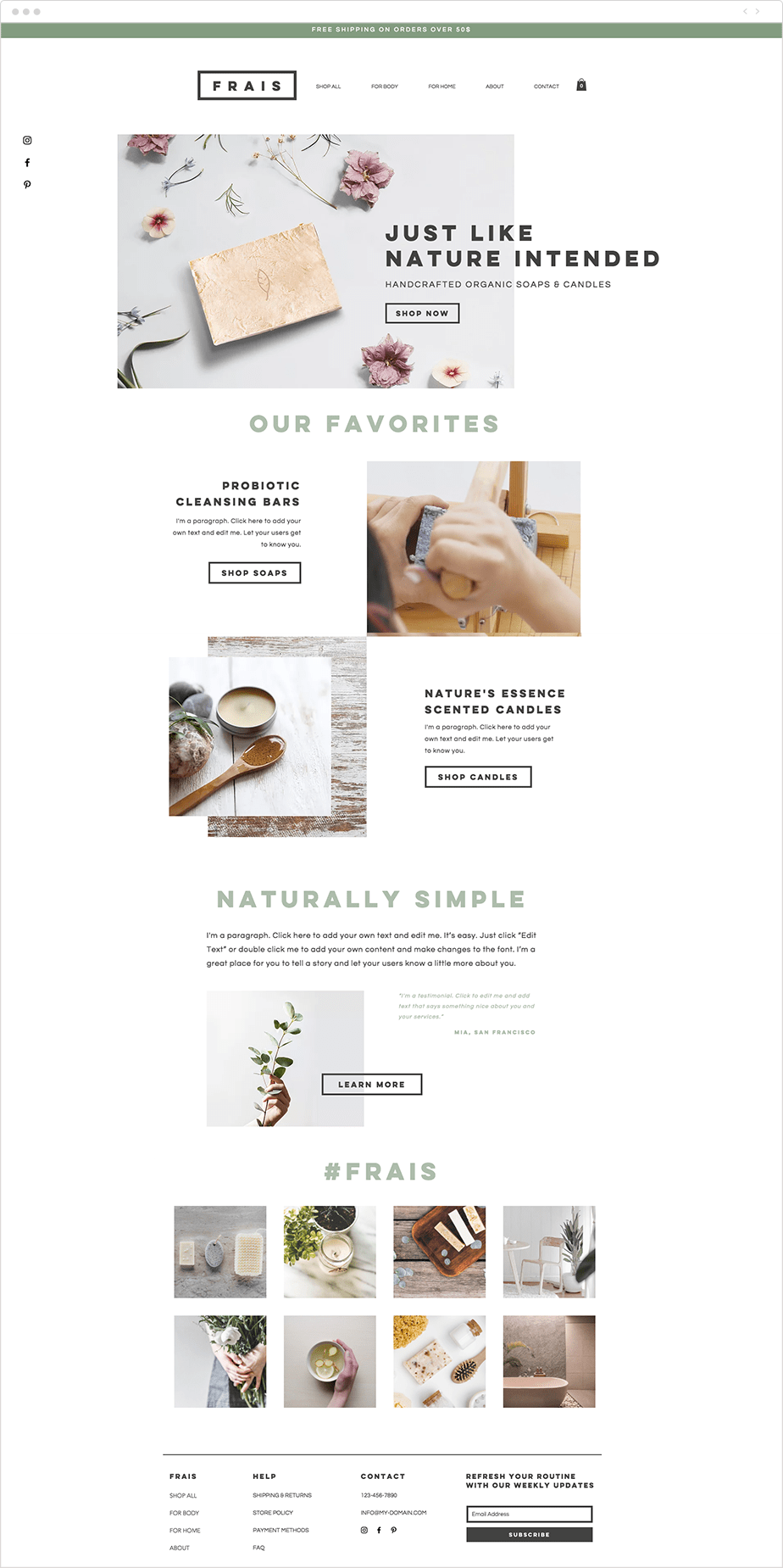 Natural soap and candle store website template