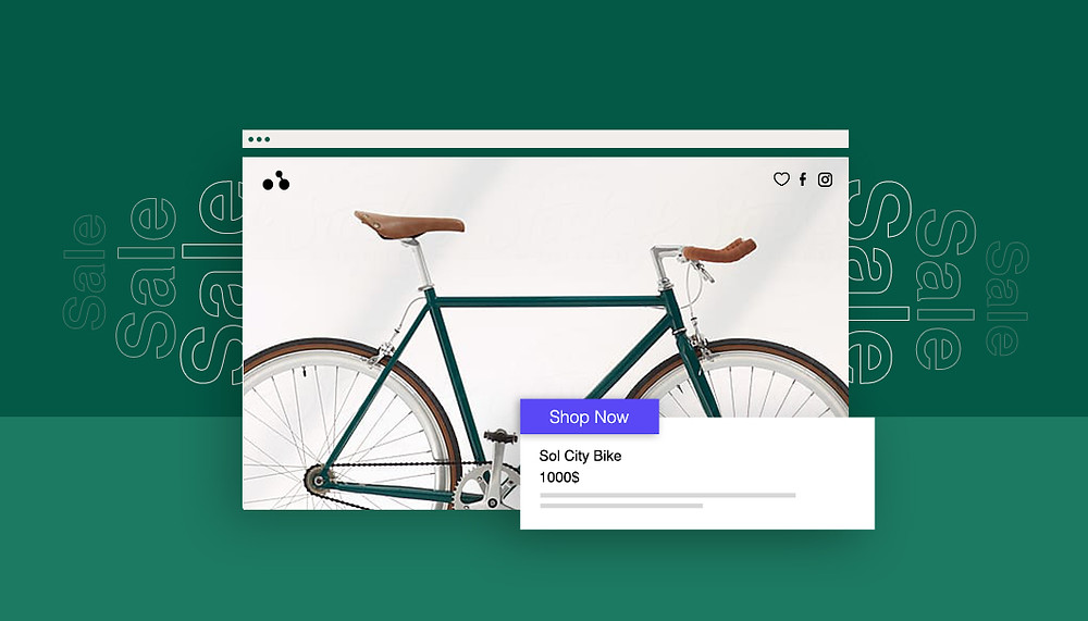 Ansicht einer Landingpage mit Fahrrad