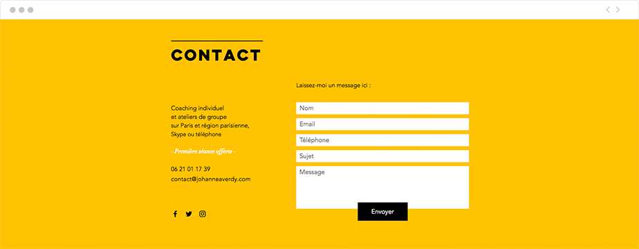 Pied de page - site one-page