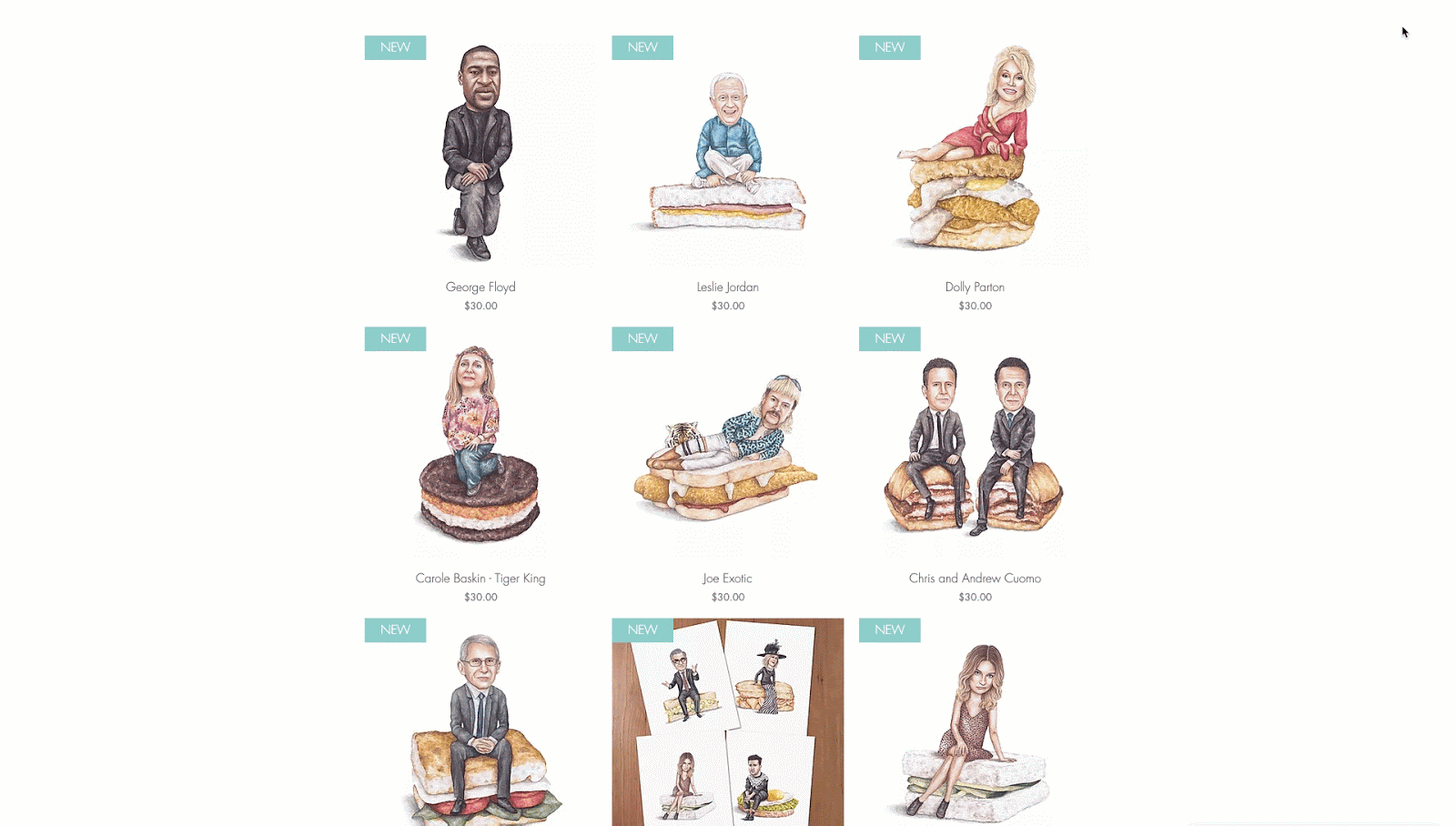 Scorrimento della homepage del sito Celebs on Sandwiches
