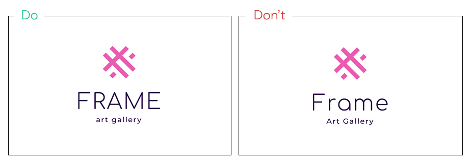 Logo von Frame als Beispiel für die Gestaltungsregel Groß- und Kleinbuchstaben