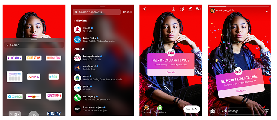 donation sticker instagram feature