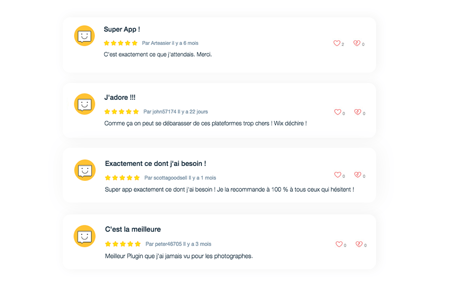 Application commentaires Wix