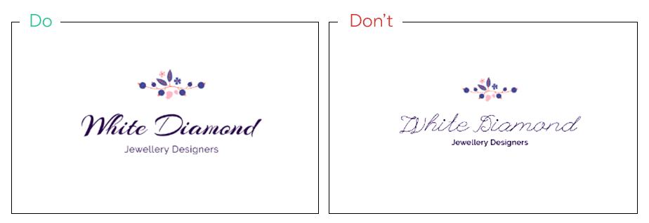 Voorbeeld van een do en een don't met betrekking tot het gebruik van handgeschreven typografie