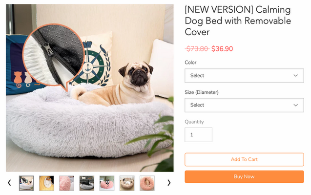 Abbsyspace pagina prodotto calmante letto per cani