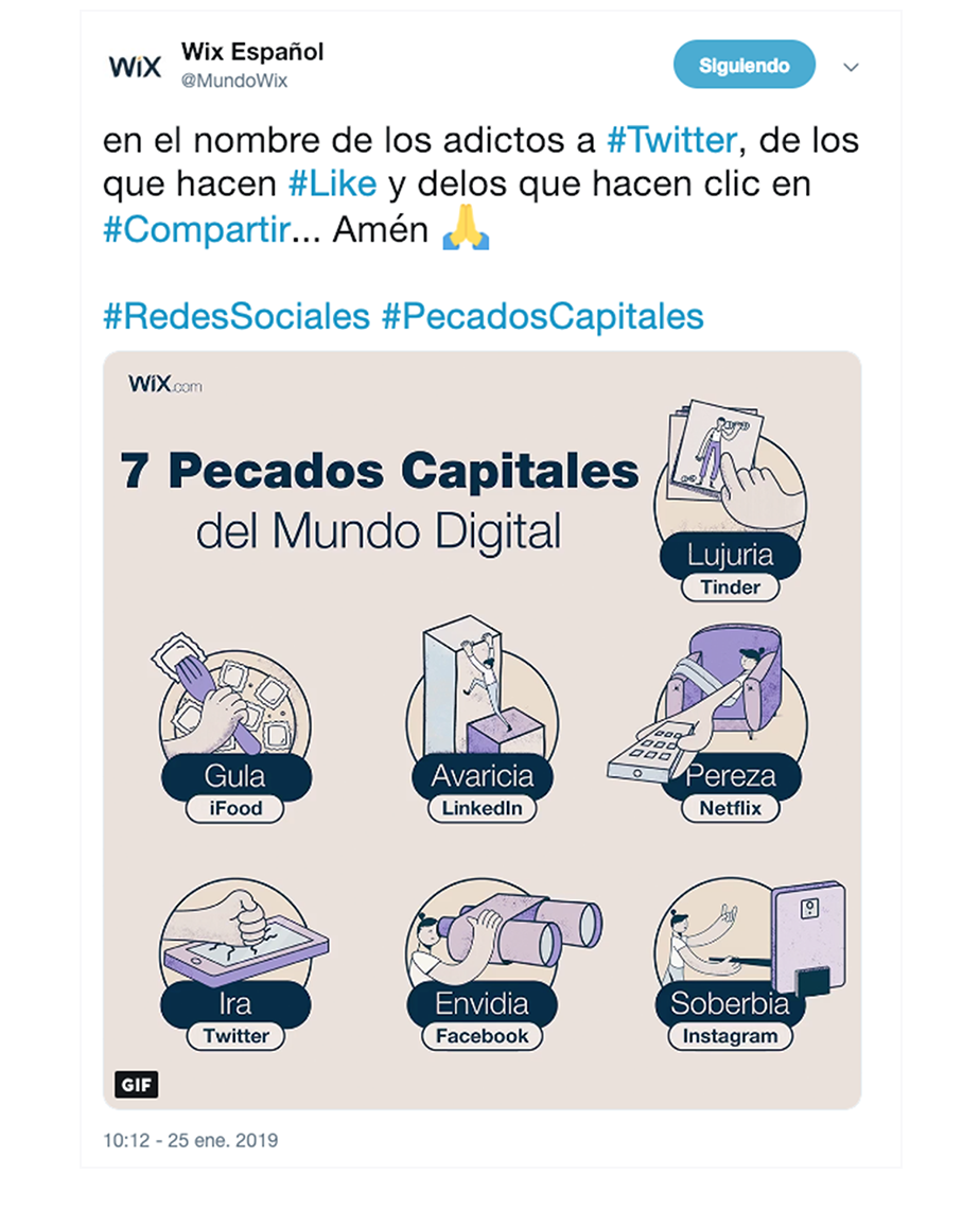 Ejemplo de publicación en Twitter