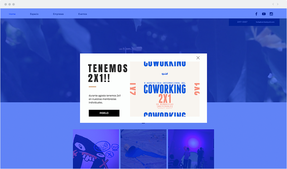 ejemplo de plantilla web wix para eventos