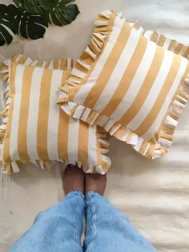 Thumbnail: Golden Yellow Ruffle Cushion Cover