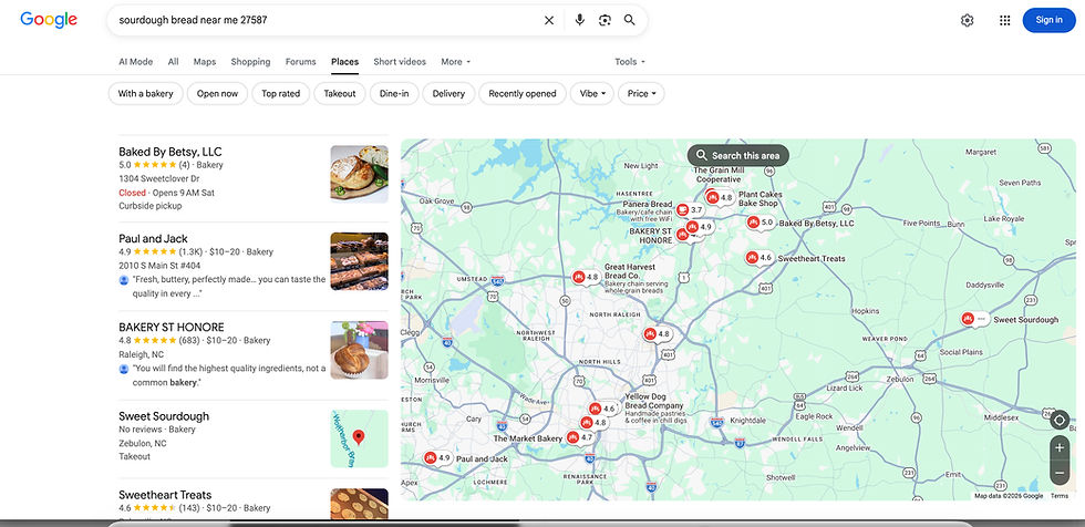 Google Ranking Success for Baked By Betsy | Local SEO in Wake Forest, NC