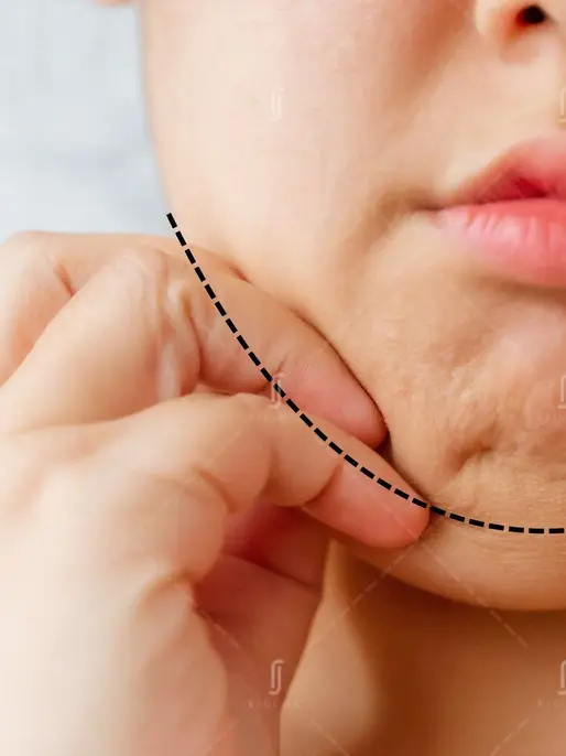 Double chin caused by submental fat accumulation under the chin