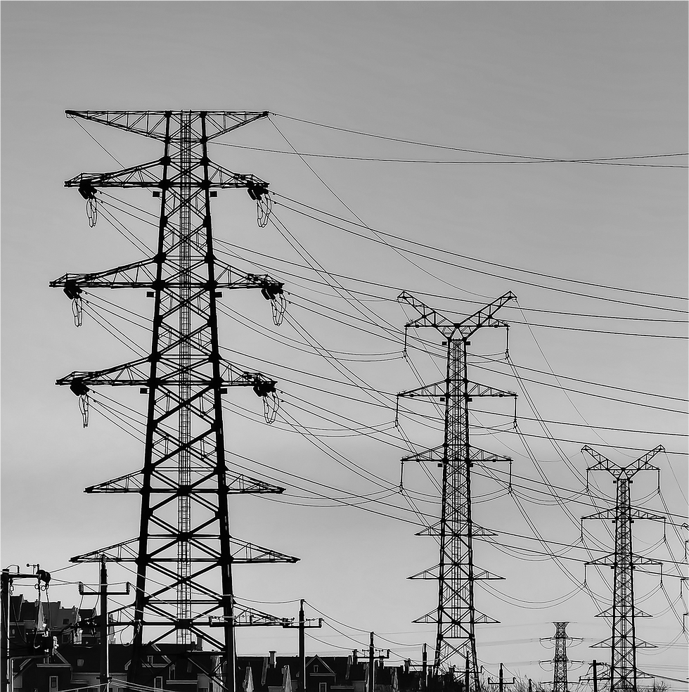 Electricity pylons representing power and energy distribution