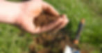 a farmer holding out fertile dirt