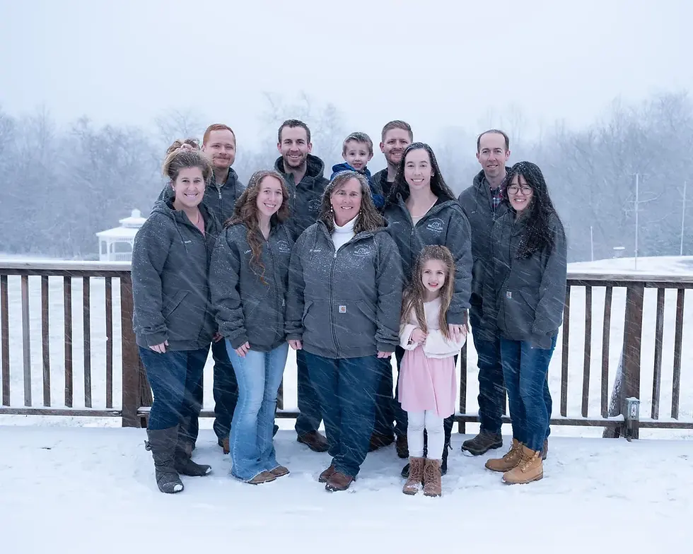 The Niederman family gathered on a snowy winter day