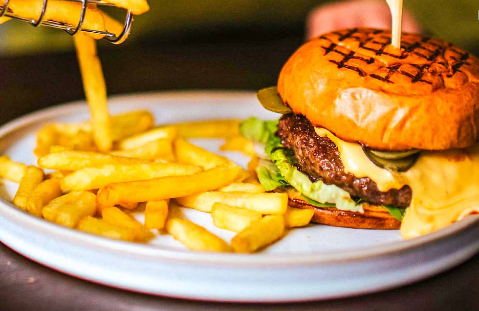 burger and chips