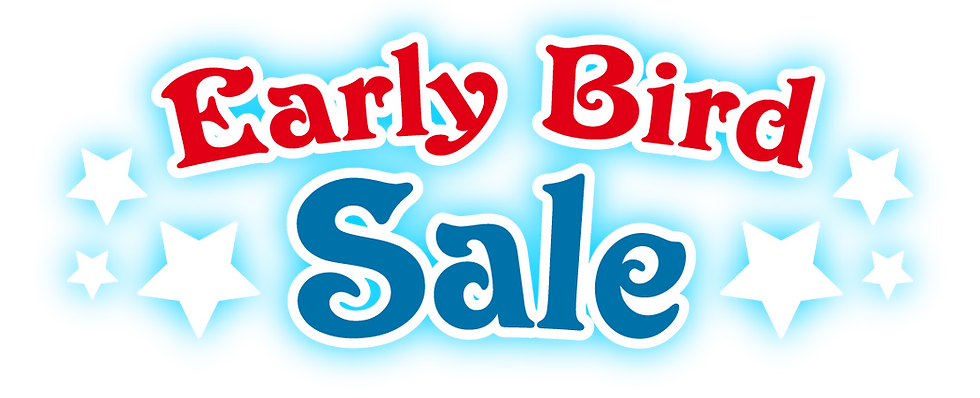 Early Bird Sale text with glowing stars
