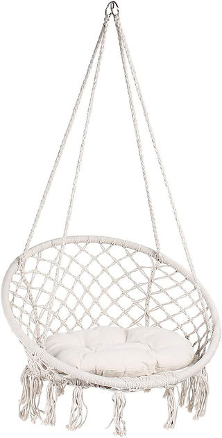 Schwingsessel Hängesessel Schaukelstuhl Makramee Amazon Interior Favoriten Boho Style Bohemian Stil natürliche Farben creme, beige, weiß Makramee Kunst Annika Shurafa Innenarchitektur Interior Blogger Inneneinrichtung Innendesign Amazon Favourites Amazon Must Haves Februar 2022 Amazon Buys