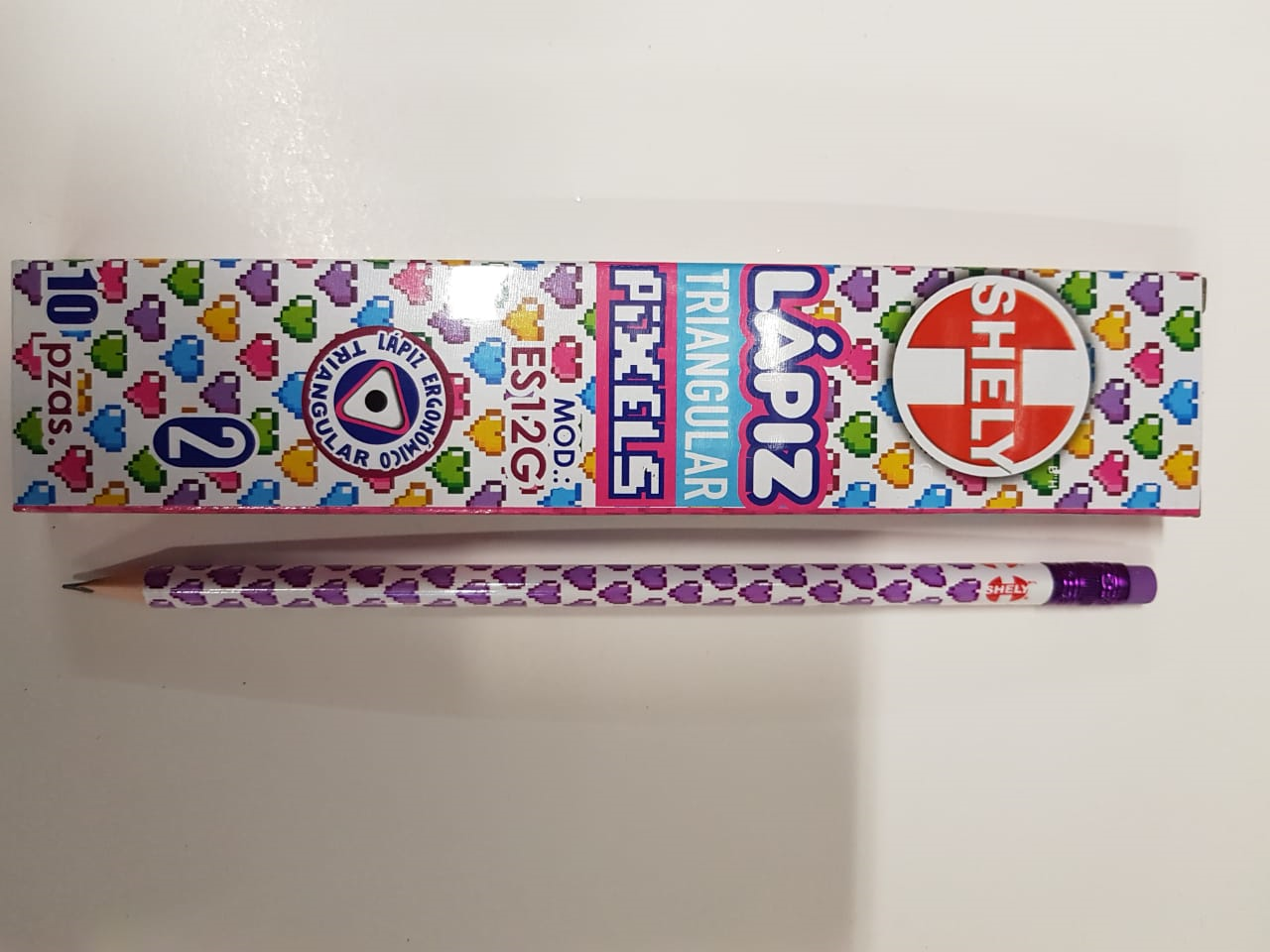 LAPIZ SHELY TRIANGULAR CORAZON C/10