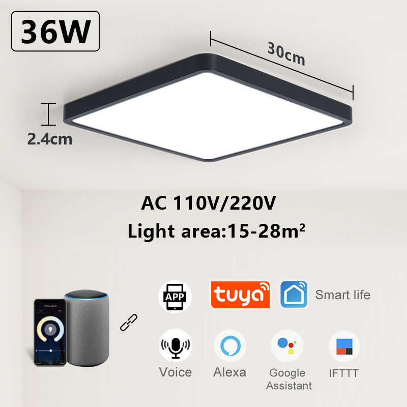 Thumbnail: Smart Wood Grain LED Ceiling Light - Renter-Friendly & Ultra-Slim