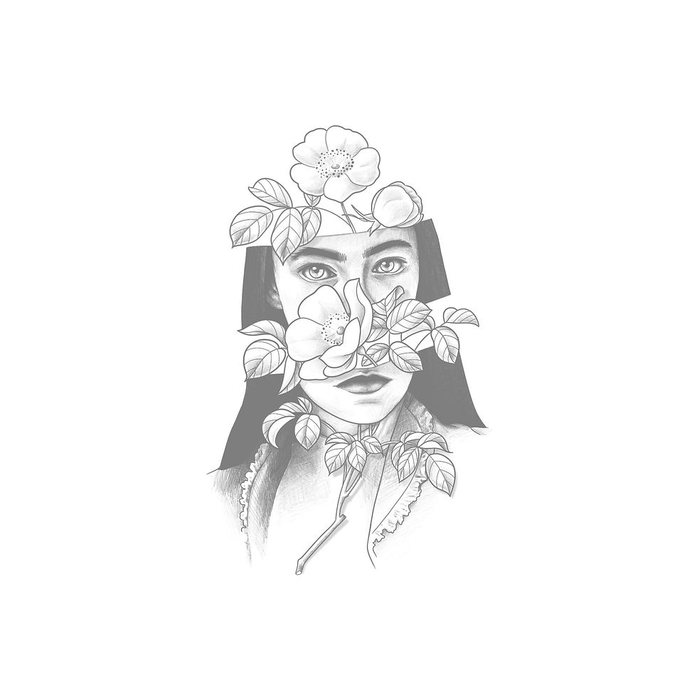 "blooming bella" b&w version - min 15 cm