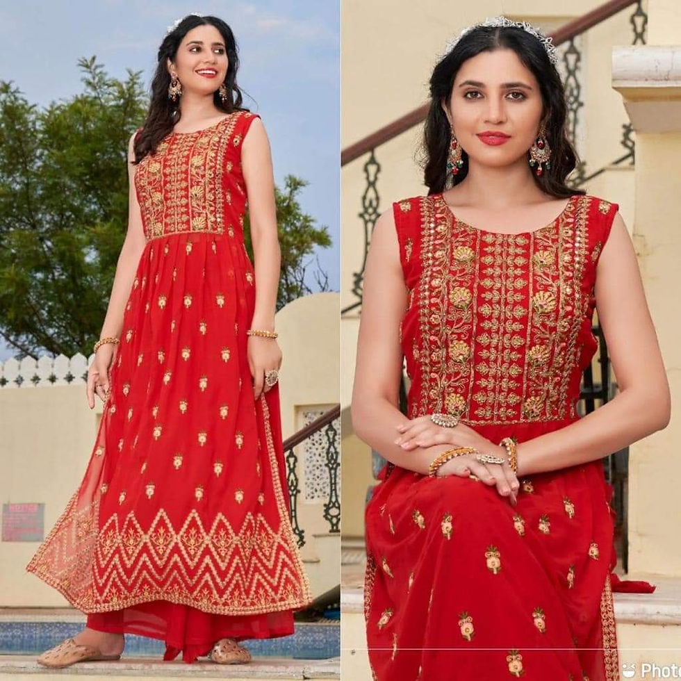 Designer Party Wear Long Gown with Palazzo Pants